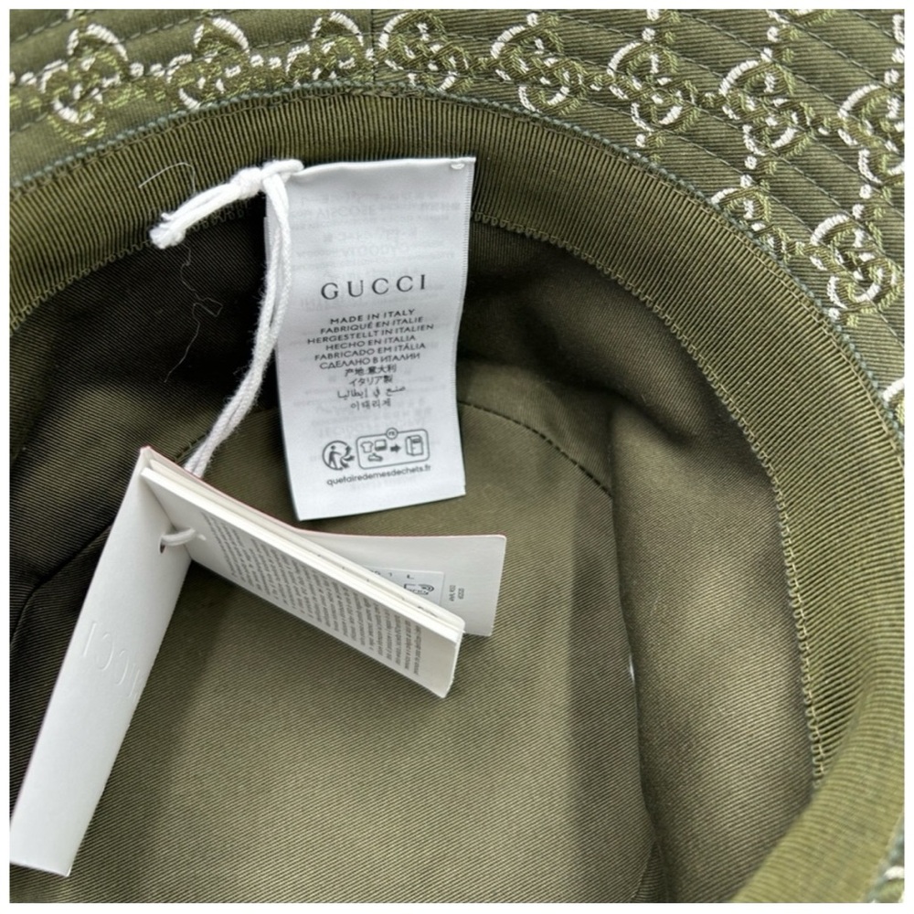 Men's Gucci GG shadow
JACQUARD bucket hat in Olive, green cotton size large - Picture 3 of 4